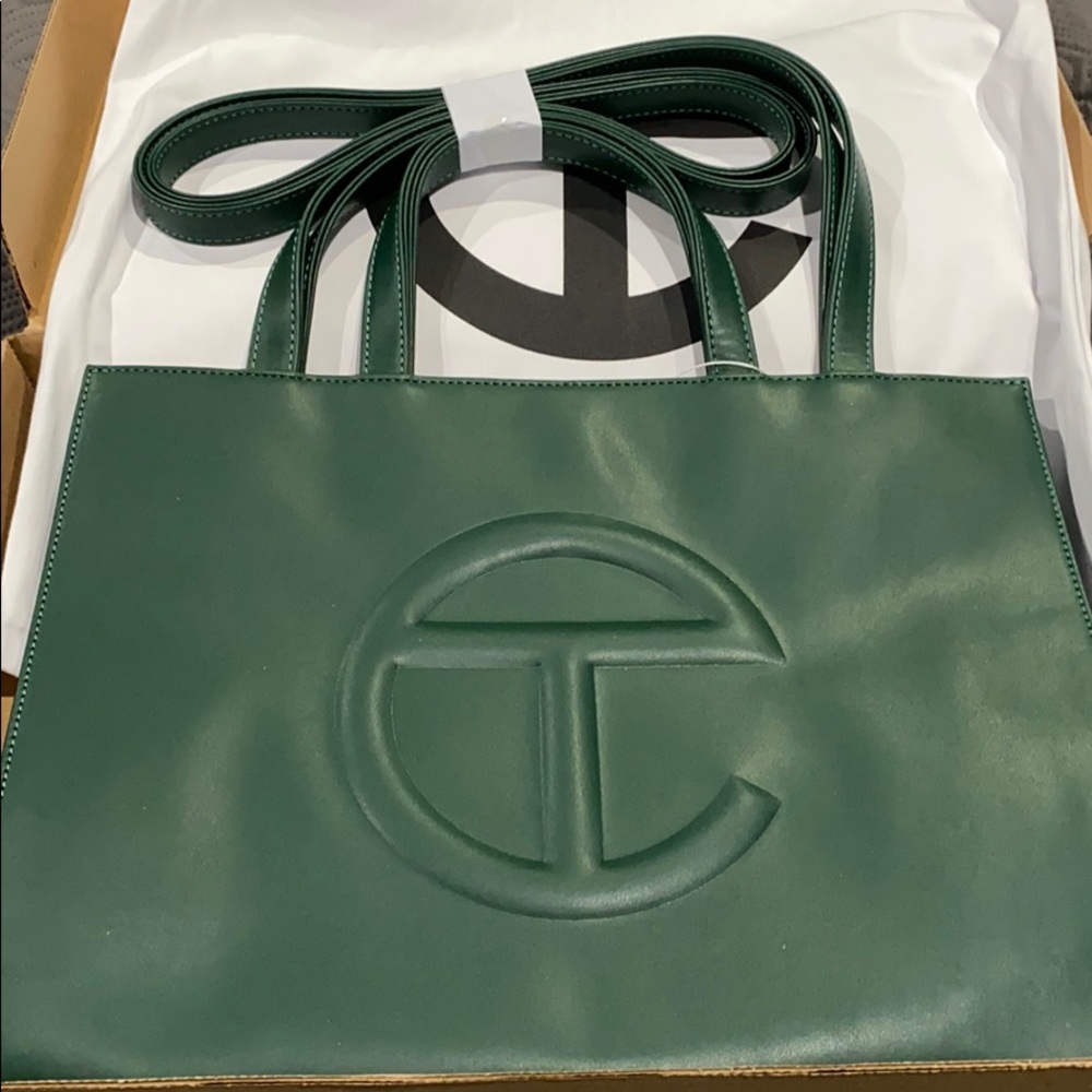 Telfar medium dark olive green bag